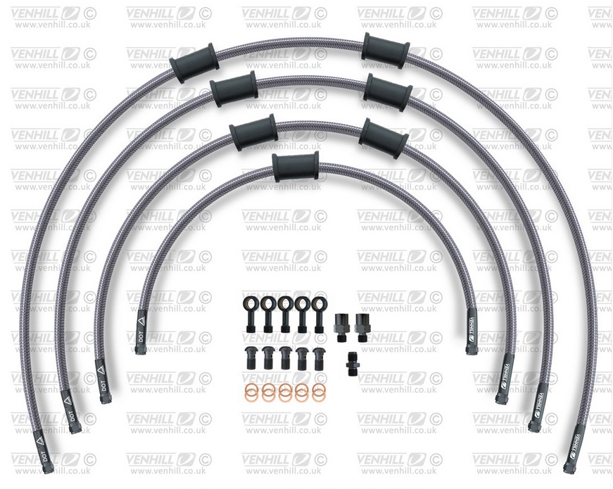 STANDARD Front brake hose kit Venhill POWERHOSEPLUS SUZ-5004FB (4 hoses in kit) clear hoses, black fittings