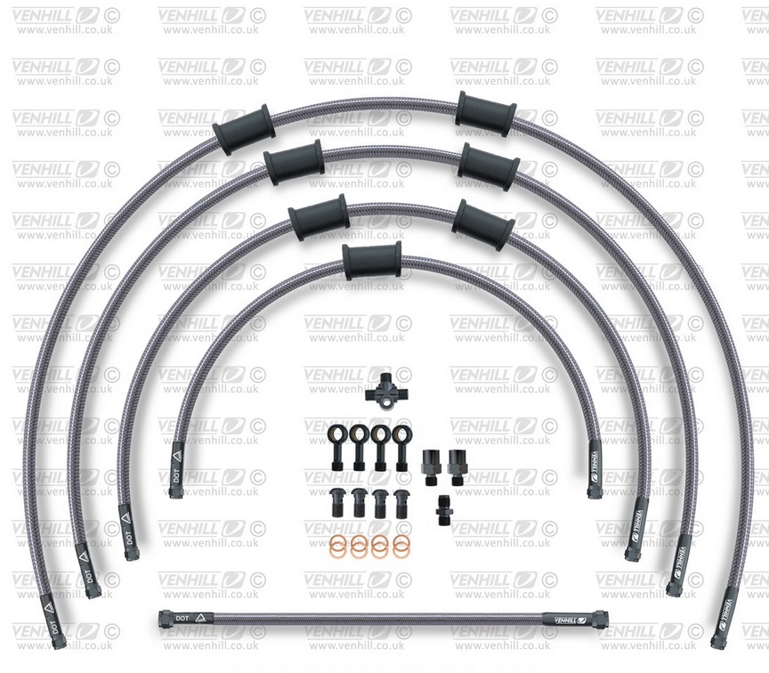STANDARD Front brake hose kit Venhill POWERHOSEPLUS SUZ-10001FB (5 hoses in kit) clear hoses, black fittings