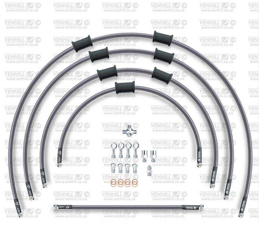 STANDARD Front brake hose kit Venhill POWERHOSEPLUS KAW-6003FS (5 hoses in kit) Clear hoses, stainless steel fittings