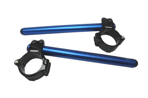Aluminium-forged clip-ons ACCOSSATO CP003 with metal clamp composed of 2 half-rings 10 degrees inclination, blue