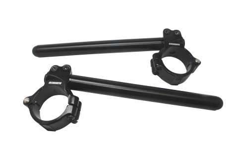 Aluminium-forged clip-ons ACCOSSATO CP003 with metal clamp composed of 2 half-rings 10 degrees inclination, black