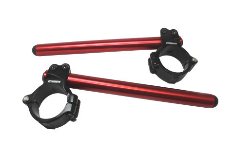 Aluminium-forged clip-ons ACCOSSATO CP003 with metal clamp composed of 2 half-rings 10 degrees inclination, red
