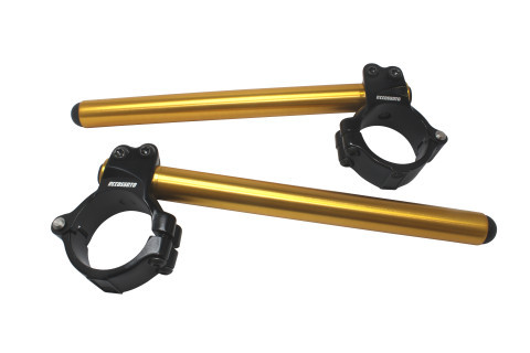 Aluminium-forged clip-ons ACCOSSATO CP003 with metal clamp composed of 2 half-rings 10 degrees inclination, gold