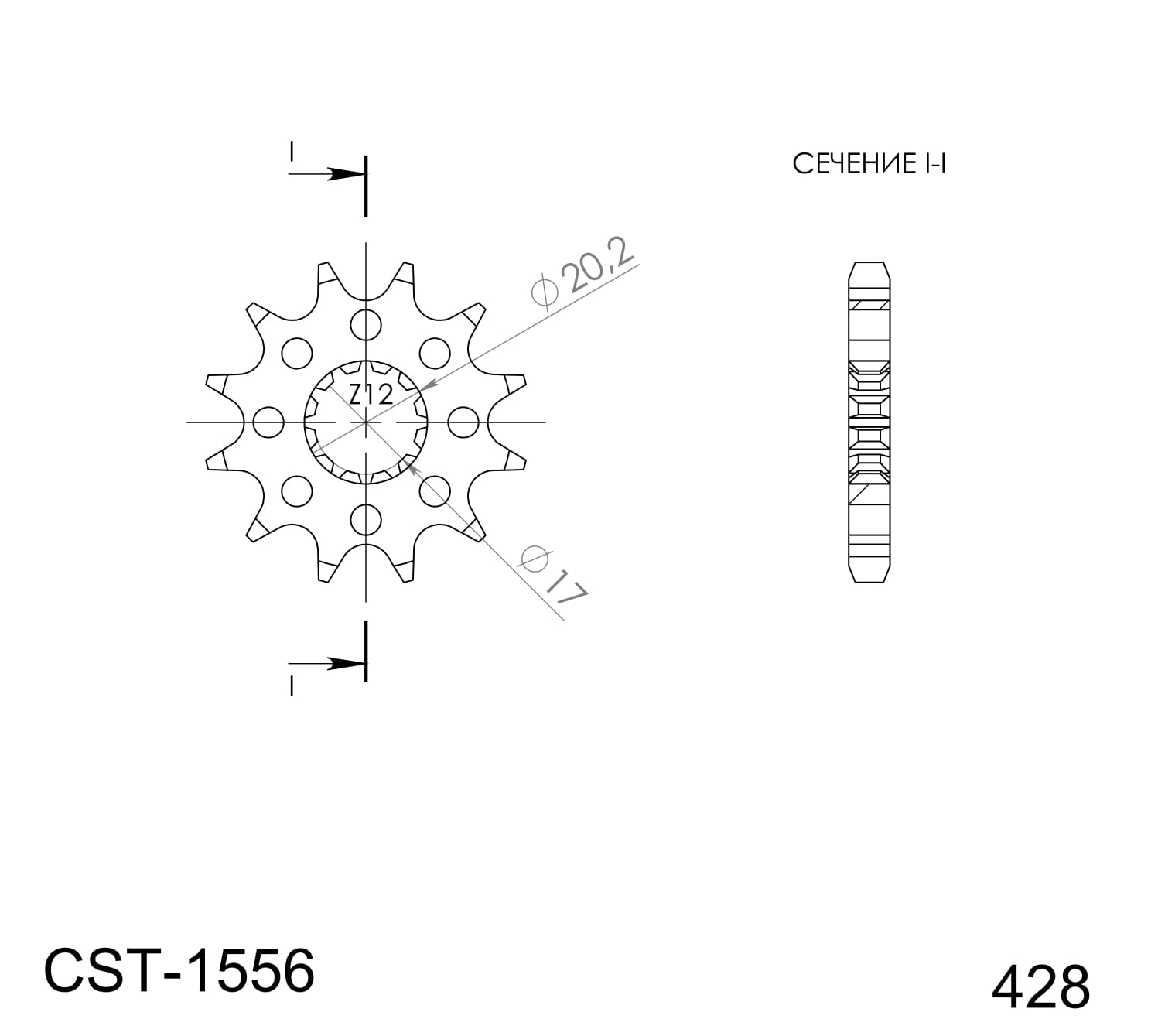 Prednji lančanik SUPERSPROX CST-1556:13 13T, 428
