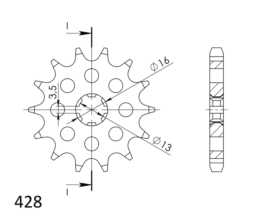 Prednji lančanik SUPERSPROX CST-542:13 13T, 428