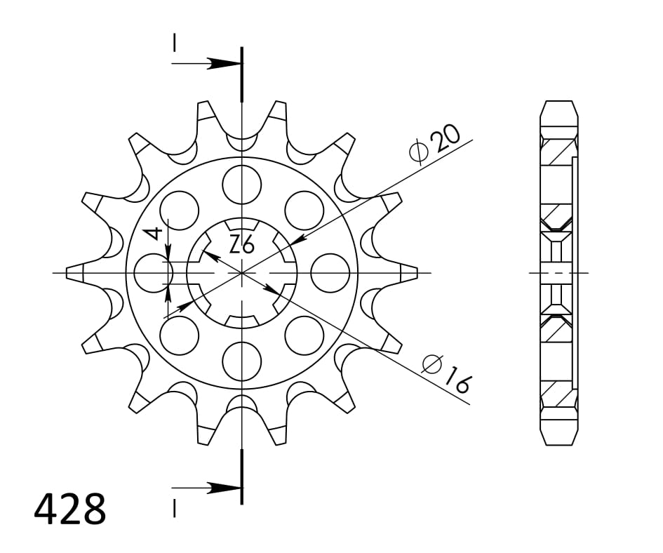 Prednji lančanik SUPERSPROX CST-555:15 15T, 428