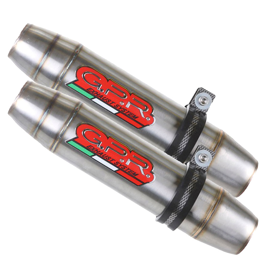 Dual slip-on exhaust GPR DEEPTONE S.158.DE Brushed Stainless steel including removable db killers and link pipes
