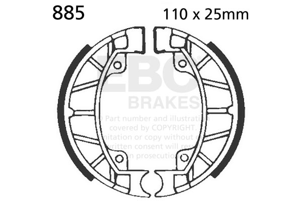 Brake shoe set EBC 885 excluding springs