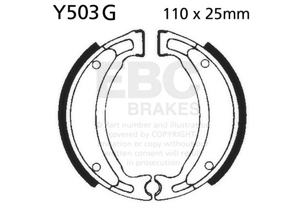 Brake shoe set EBC Y503G grooved includings springs
