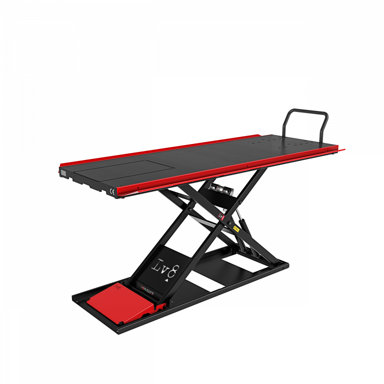 Motorcycle lift LV8 NANO 400 FLOOR VERSION EN400GE.R with electro-hydraulic unit (black and red RAL 3002)