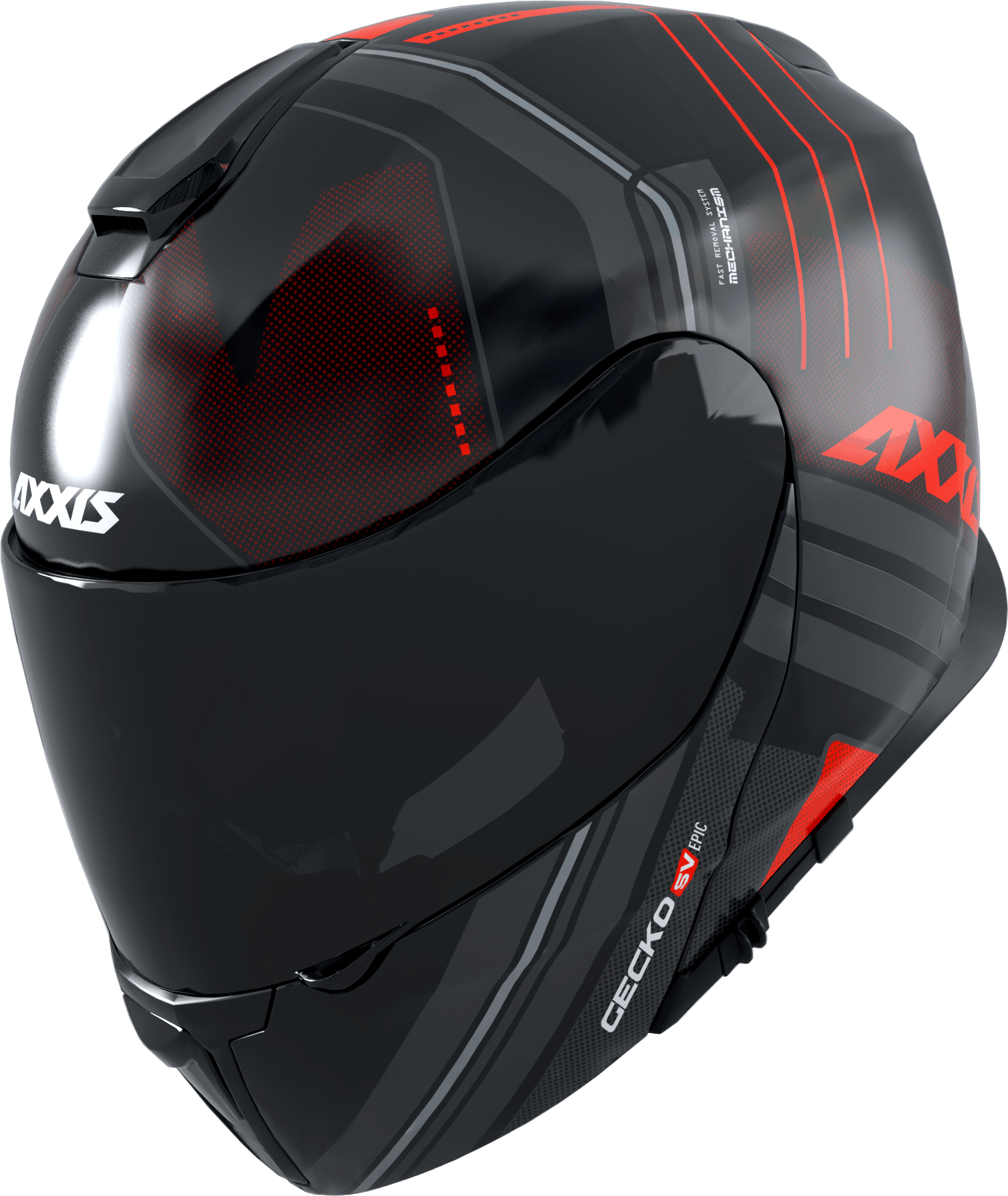 FLIP UP helmet AXXIS GECKO SV ABS epic b5 matt fluor red XS