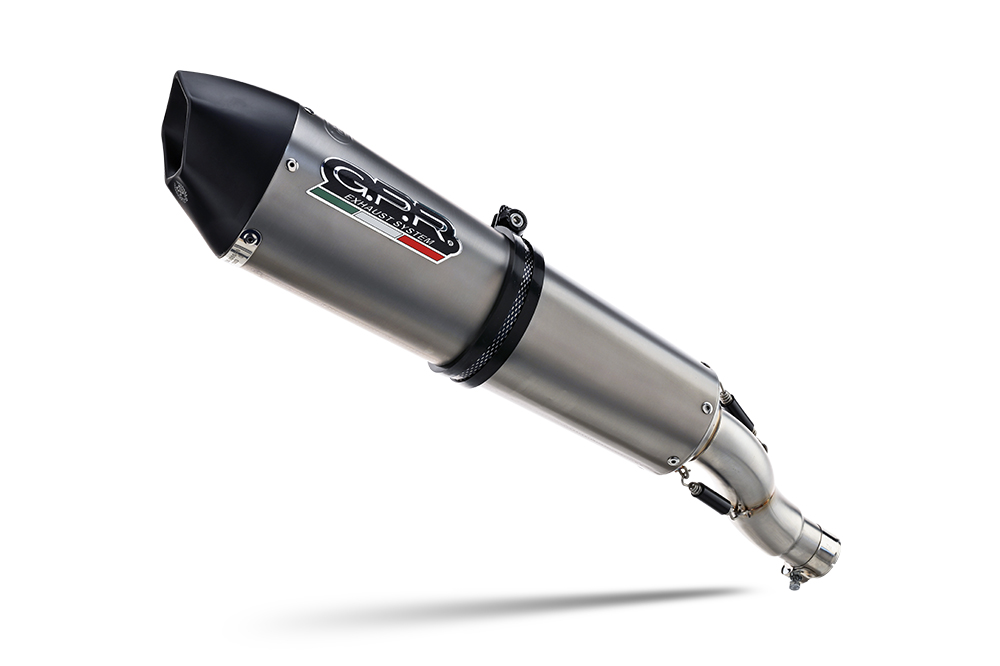 Slip-on exhaust GPR GPE ANN. HUSA.22.3.GPAN.TO Brushed Titanium including removable db killer and link pipe