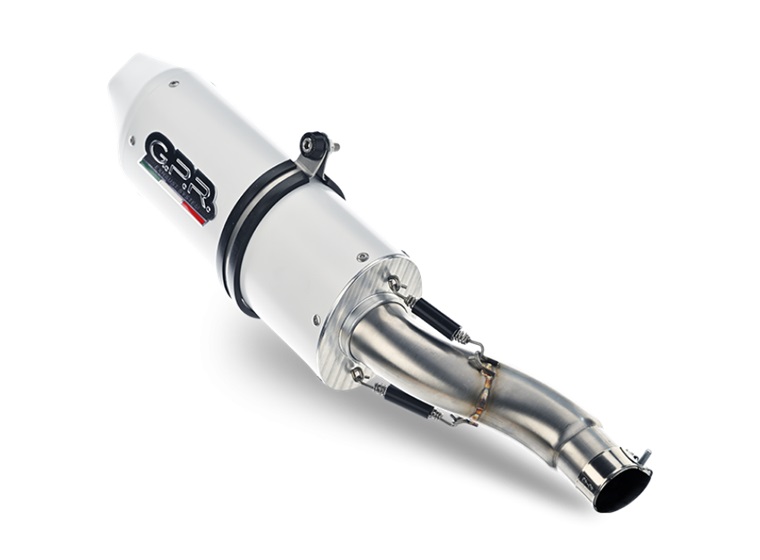 Slip-on exhaust GPR ALBUS EVO4 E5.KT.108.1.ALBE4 White glossy including removable db killer and link pipe