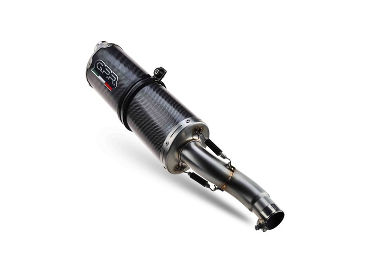 Slip-on exhaust GPR DUAL POPPY E4.KT.105.1.DUAL.PO Carbon look including removable db killer and link pipe