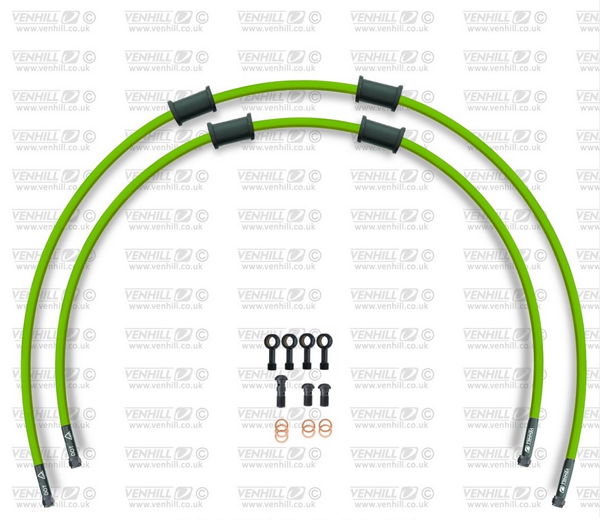 Rear brake hose kit Venhill POWERHOSEPLUS KAW-3004RB-GR (2 hoses in kit) Green hoses, black fittings