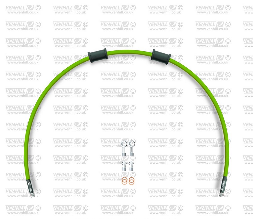 Rear brake hose kit Venhill POWERHOSEPLUS HON-10004R-GR (1 hose in kit) Green hoses, chromed fittings
