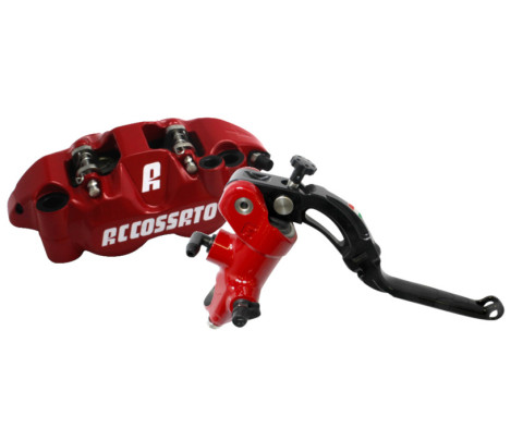 Accossato Kit: Painted Brake Master Cylinder 16x16 (CY044) + Painted Couple of Brake Calipers Distance 108 With ST Brake Pads (PZ004) ACCOSSATO ZY044 crven