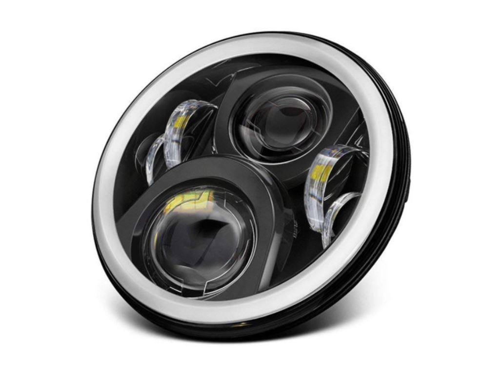 Headlight CUSTOMACCES EVOLUTION 2 HL0012N with support Crni