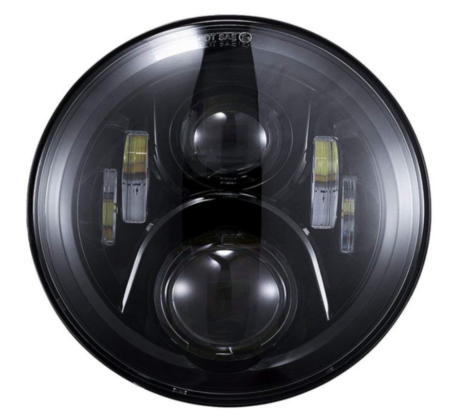 Headlight CUSTOMACCES EVOLUTION HL0013N with support Crni