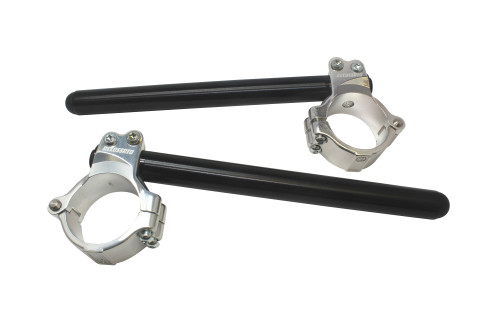 Aluminium-forged clip-ons ACCOSSATO CP003 with metal clamp composed of 2 half-rings 10 degrees inclination, black