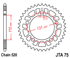 Rear ALU sprocket JT JTA 75-44 44T, 520