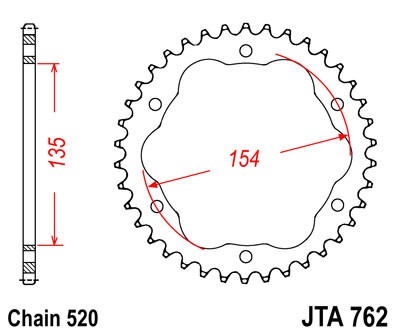 Rear ALU sprocket JT JTA 762-40 40T, 520