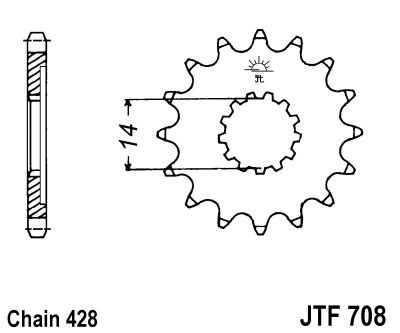 Prednji lančanik JT JTF 708-13 13T, 428