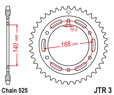 Lančenik zadnji JT JTR 3-47 47T, 525