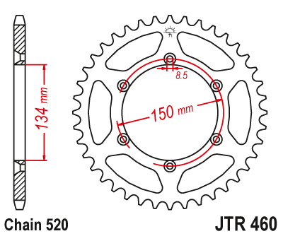 Lančenik zadnji JT JTR 460-48 48T, 520