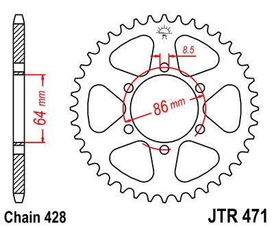 Lančenik zadnji JT JTR 471-48 48T, 428