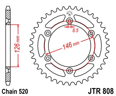 Lančenik zadnji JT JTR 808-51 51T, 520