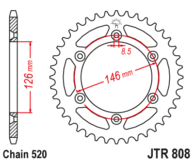 Lančenik zadnji JT JTR 808-50 50T, 520