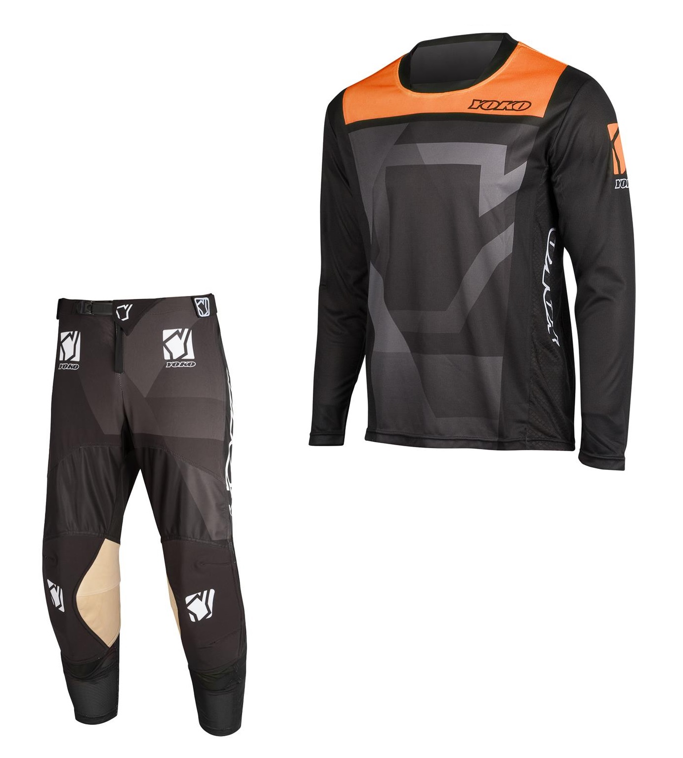 Set of MX pants and MX jersey YOKO KISA black; black/orange 32 (M)