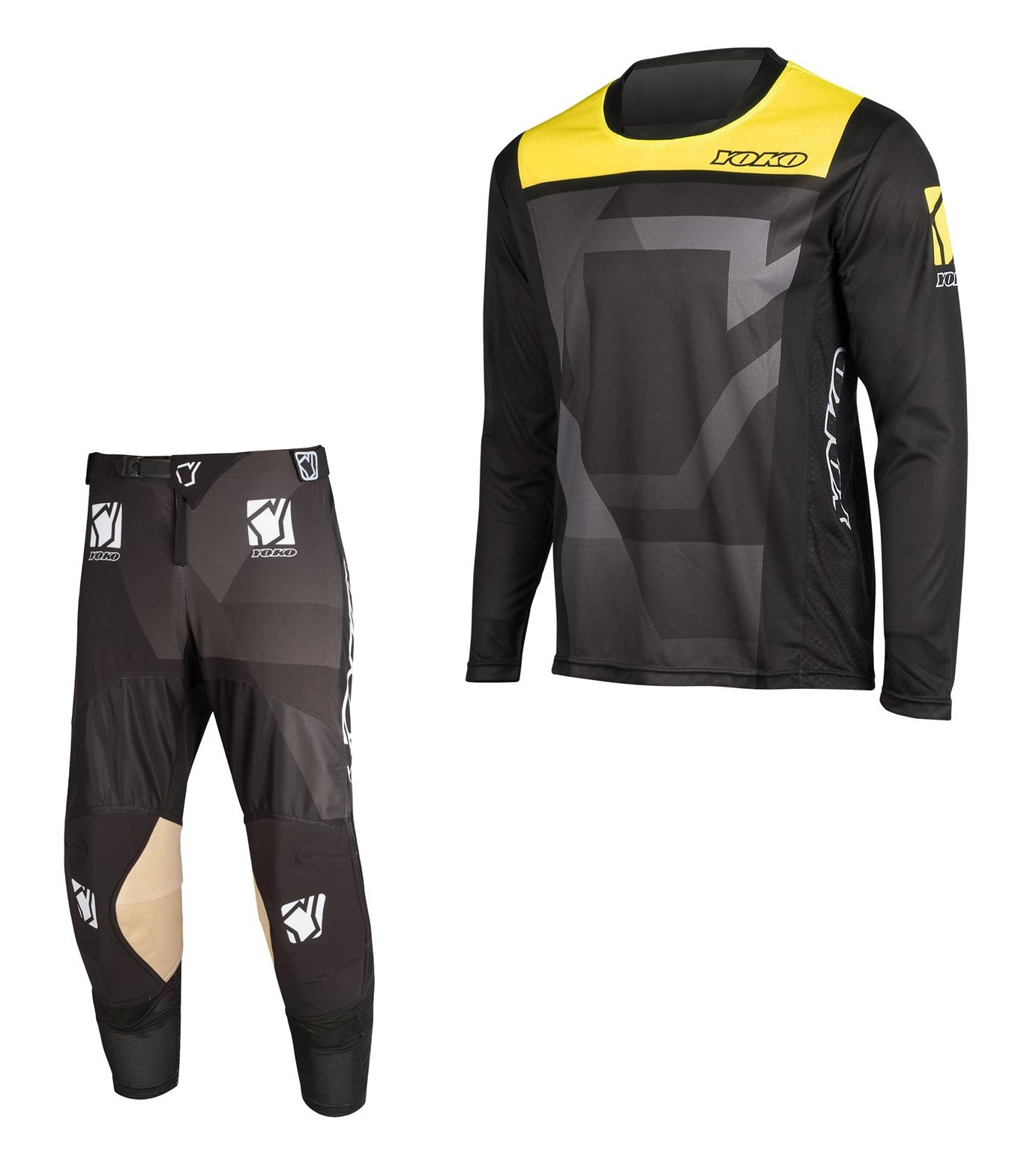 Set of MX pants and MX jersey YOKO KISA black; black/yellow 32 (M)