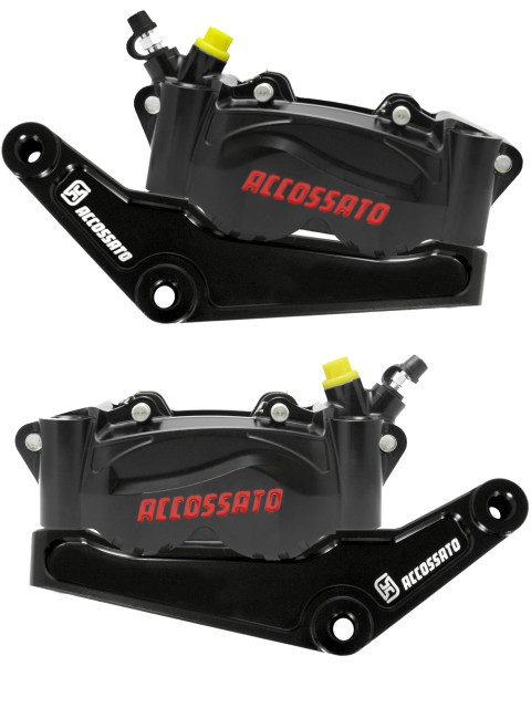 Pair of front radial brake calipers + bracket ACCOSSATO KITA28 for Harley Davidson