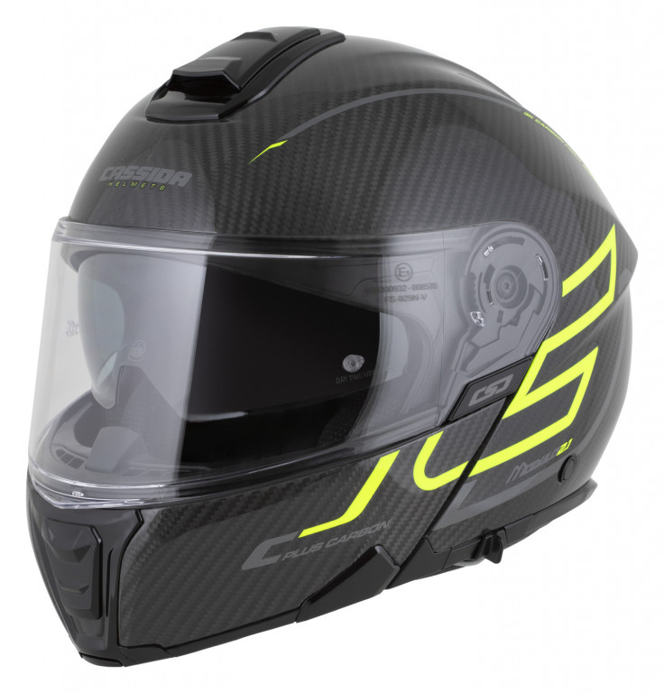 Full face helmet CASSIDA Modulo 2.1 Plus Carbon gloss carbon/yellow fluo/reflective silver/black XS