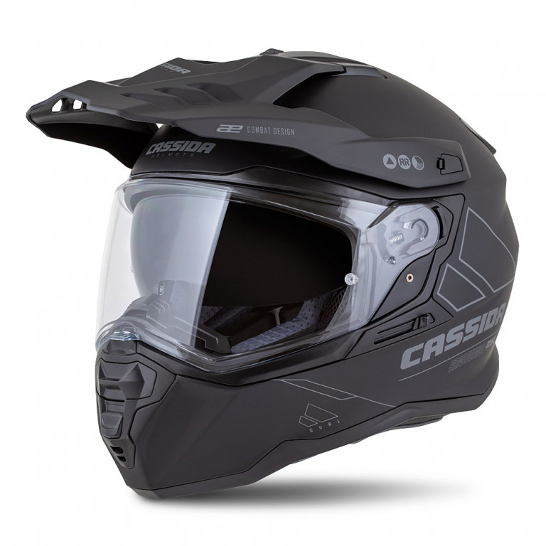 Motocross Helmet CASSIDA ROAD RUNNER DUAL black matt/ dark grey/ black matt peak XL