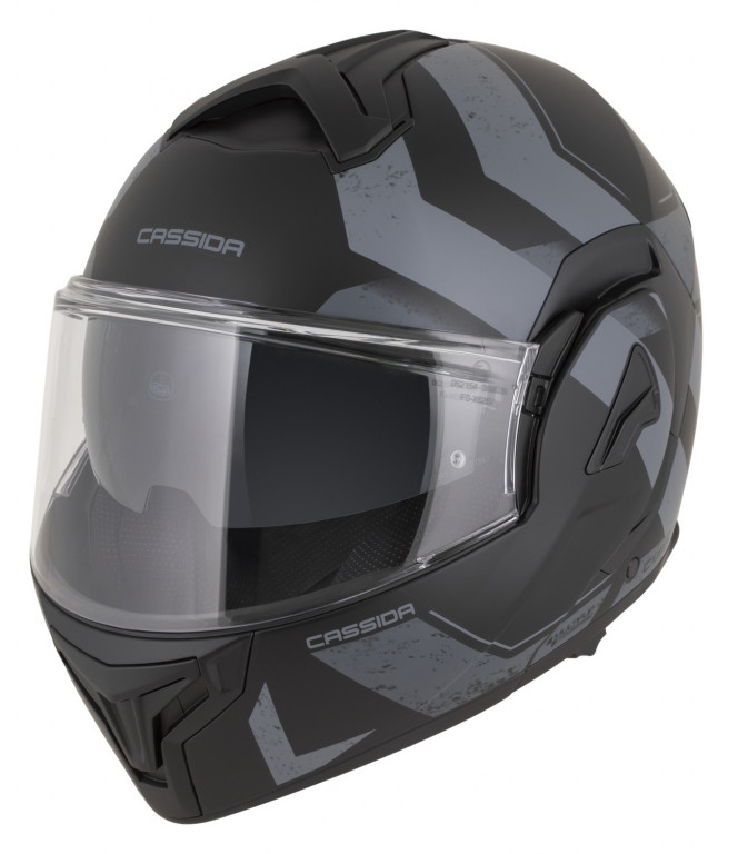Full face helmet CASSIDA MultiFlip Korp black matt/dark gray/gray XS