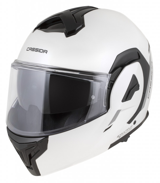 Full face helmet CASSIDA MultiFlip Solid Blackout pearl white/black XS