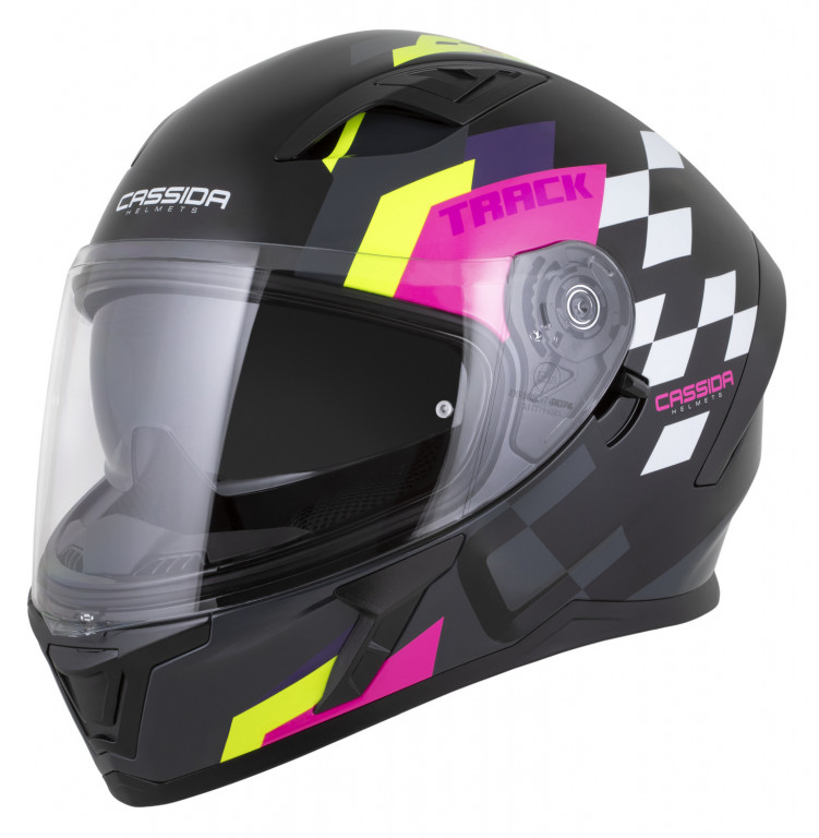 Full face helmet CASSIDA Orbit Track black/pink/violet/yellow fluo/white 2XL
