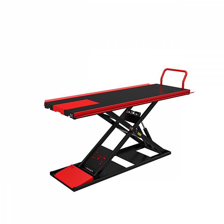 Motorcycle lift LV8 NANO 600 FLOOR VERSION EN600GE.R with electro-hydraulic unit (black and red RAL 3002)
