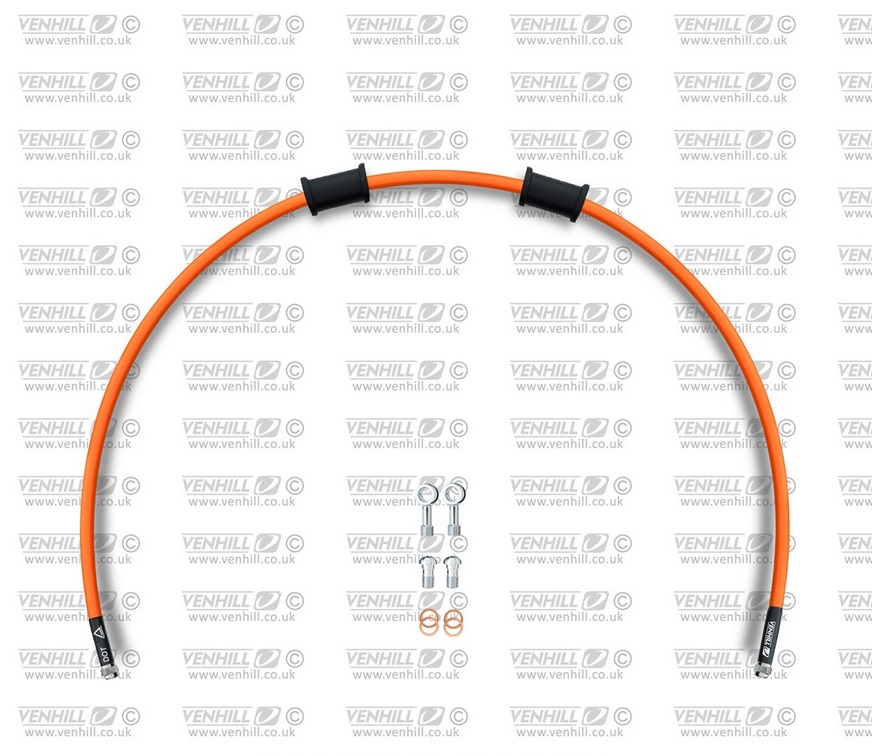 Rear brake hose kit Venhill POWERHOSEPLUS HON-10004R-OR (1 hose in kit) Orange hoses, chromed fittings