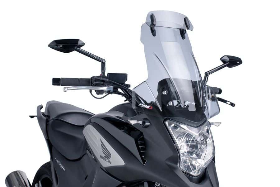 Windscreen PUIG TOURING WITH VISOR 6002H smoke for HONDA NC 700 S / X 2012-2013, HONDA NC 750 X / XD 2014-2015