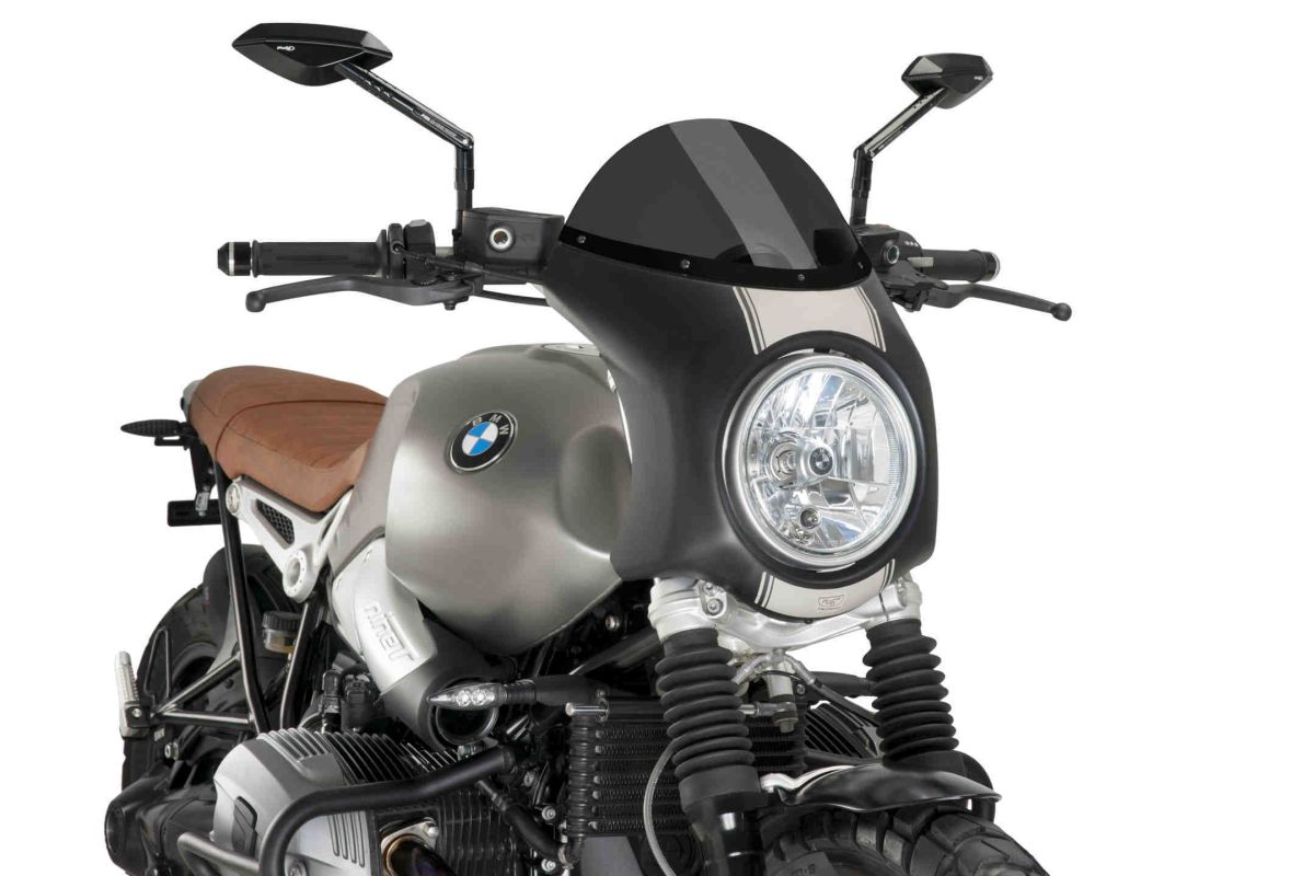 Windshield PUIG SEMI-FAIRING 9253F matt black dark smoke