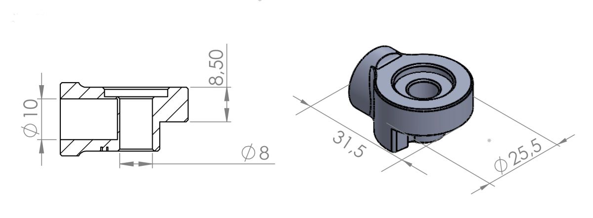 Mirror adaptor PUIG ADAPTADOR IZQ. RETROVISOR HI-TECH I,II,III,GT,F 9533N Crni to handlebar