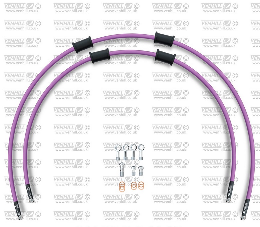 RACE Front brake hose kit Venhill POWERHOSEPLUS YAM-10027FS-PU (2 hoses in kit) Purple hoses, stainless steel fittings