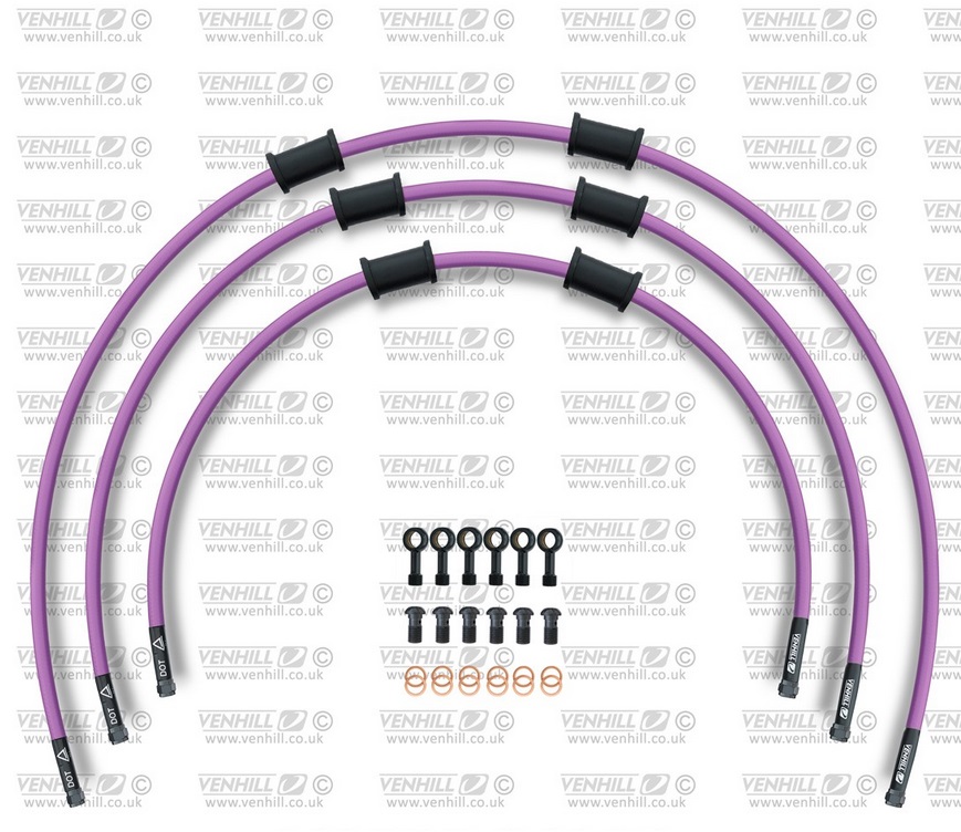 STANDARD Front brake hose kit Venhill POWERHOSEPLUS HON-6014FB-PU (3 hoses in kit) Purple hoses, black fittings