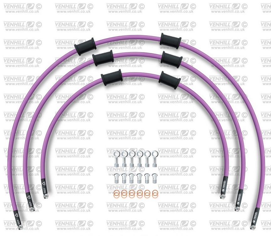 STANDARD Front brake hose kit Venhill POWERHOSEPLUS SUZ-7012FS-PU (3 hoses in kit) Purple hoses, stainless steel fittings