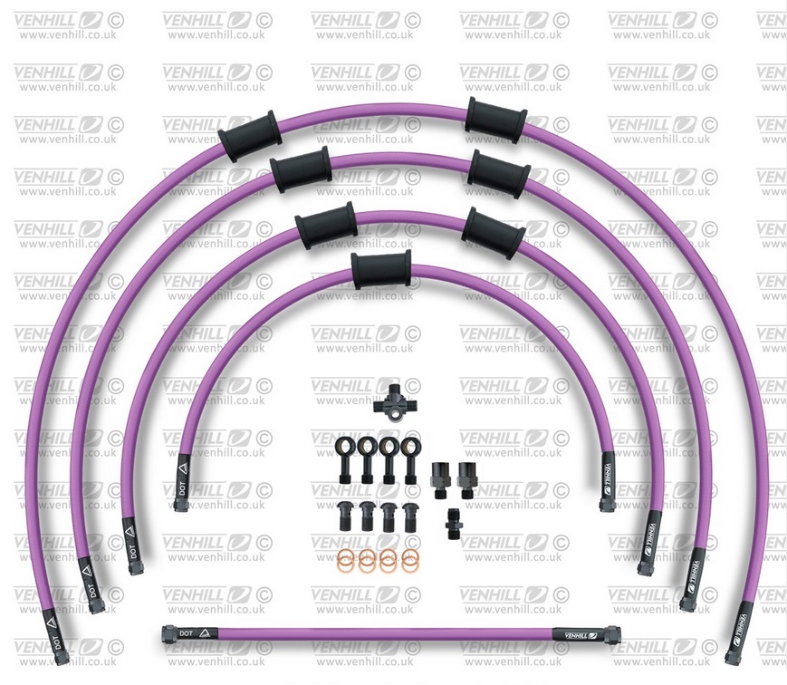 STANDARD Front brake hose kit Venhill POWERHOSEPLUS KAW-5007FB-PU (5 hoses in kit) Purple hoses, black fittings