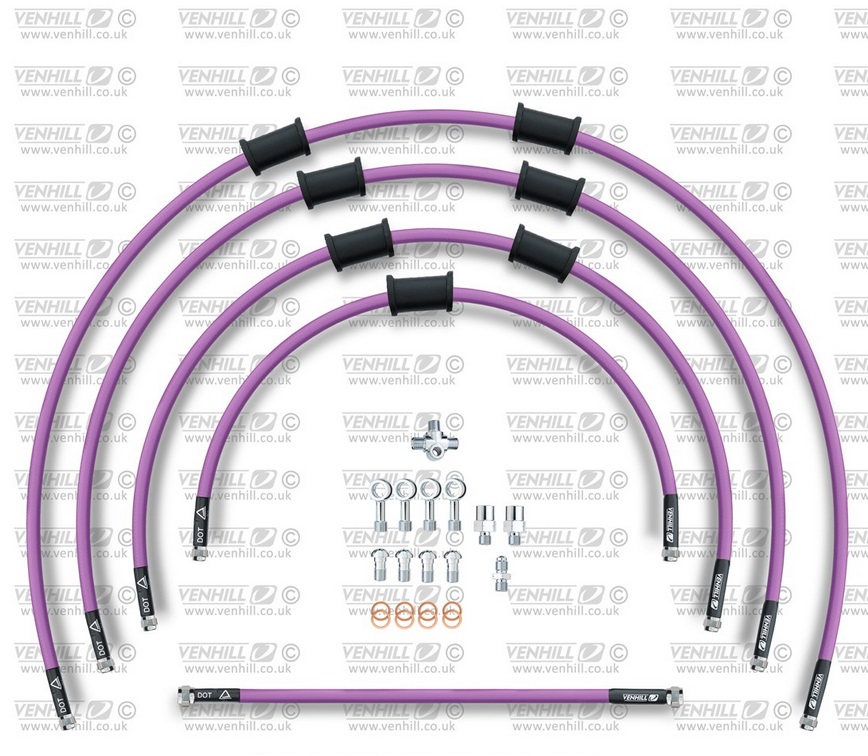 STANDARD Front brake hose kit Venhill POWERHOSEPLUS KAW-10002FS-PU (5 hoses in kit) Purple hoses, stainless steel fittings